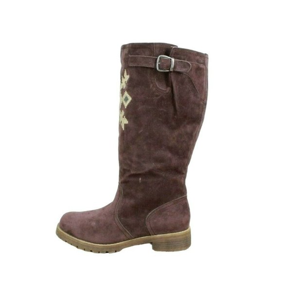 Mukluks Shoes - Muk Luks Purple Suede Pull On Knee High Barbie Snowflake Snow Boots Size 8